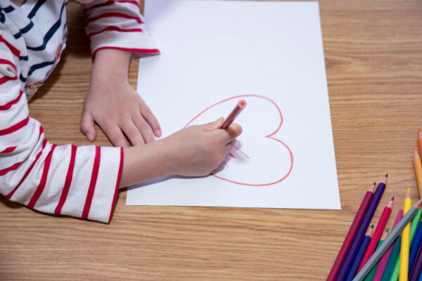 kindergartner writing
